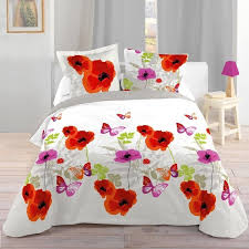 29 90 Housse De Couette 240x220cm Papillons Coquelicot Blanc 100 Coton Housse De Couette Housse De Couette 260x240 Decor De Lit