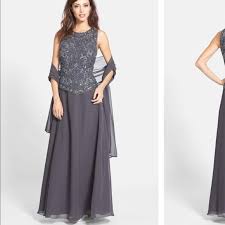 J Kara Chiffon Beaded Embellished Gown Boutique
