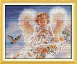 Free counted cross stitch angel patterns. 53 44cm Needlework Dmc Set For Embroidery Kit Baby Little Angel Sky Bird Pattern Cross Stitch Kit Painting Set Press Set Asianset Dye Aliexpress