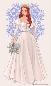 Ariel In Her Wedding Dress Disney Princess Fashion Wedding Dress Sketches Art Dress
