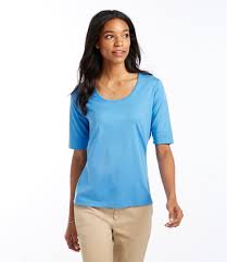 Women's 100% cotton tank tops & sleeveless shirts #. Women S Pima Cotton Tee Elbow Sleeve Scoopneck Tees Knit Tops At L L Bean