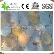 The edges are a bit more susceptible than the rest of the concrete patio as they present an obtuse angle which magnifies the impact of the overlying pressure. China Chipped Edges And Drilled Two Holes Fish Scale Shape Rust Roofing Slate Stone China Rusty Slate Tiles Slate Tile