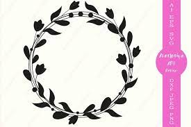 Download Leaf Wreath Svg Floral Border Svg Monogram Circle Frame 698409 Cut Files Design Bundles