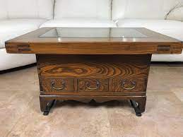 Vintage japanese hibachi coffee table. Antique Japanese Wooden Hibachi Coffee Side Table With Drawers