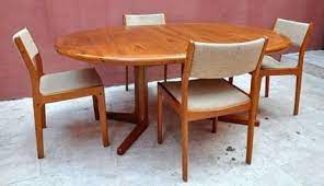 For a cohesive approach, pair it with a set of dining chairs in the same material. 650 Vintage D Scan Danish Modern Teak Dining Set Table And Four Chairs Teak Dining Chairs Furniture Dining Table Dining Chairs