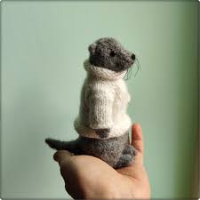 Knitted River Otter Toy in Pullover * Realistic Otter Gift * Exclusive  Animal Lover Gift