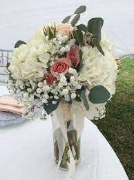 Bouquet With White Hydrangea And Pink Spray Roses Eucalyptus White Hydrangea Spray Roses Floral Wreath