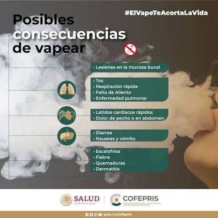 ⚠️ Conoce las consecuencias de Vapear. Denuncia algún establecimiento o  espacio donde permitan el uso del vapeadores o puntos de venta en el  siguiente enlace: https://bit.ly/DenunciaVAPENL #VapearTeDaña