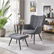 First, you get a matching ottoman, which is usually great. Smilemart Modern Accent Chair And Ottoman Set Contemporary Upholstered Lounge Chair Biscuit Tufting For Bedroom Living Room Home Office Gray Fabric Walmart Com Walmart Com