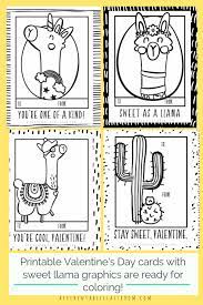 My kids love exchanging valentines at school, but with all of the new healthy eating. Free Printable Llama Valentines Cards To Color Homeschool Giveaways