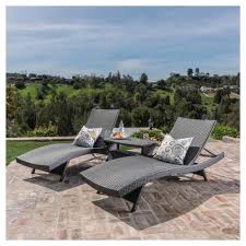 Pacific 3pc All Weather Wicker Chaise Lounge W Side Table Gray Christopher Knight Home In 2020 Outdoor Lounge Set Wicker Lounge Chair Lounge Chair Outdoor