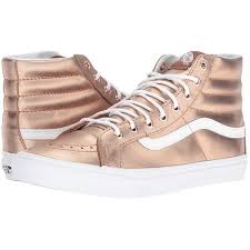 Black And Rose Gold Vans Vans Sk8 Hi Slim Metallic Rose Gold True White Skate Shoes 75 Liked On Polyvore Featuring Vans Sk8 Hi Slim Rose Gold Sneakers Rose Gold Metallic Shoes