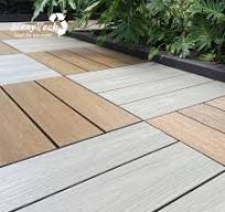 Easy Installation Outdoor Deck Tile Adjusted Height 3D Embossing Wood Deck  Tiles WPC Decking Tile