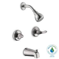 Glacier Bay Constructor 2 Handle 1 Spray Tub And Shower Faucet In Brushed Nickel Tub And Shower Faucets Shower Faucet Shower Tub