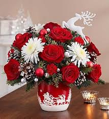 Santa S Sleigh Ride Arrangement Christmas Flower Arrangements Christmas Floral Arrangements Christmas Floral