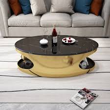 Biggest marble coffee table uk collection, all major retailers in one platform. Oval Black Faux Marble Gold Coffee Table With Storage Stainless Steel Modern Accent Table