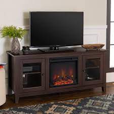 Real flame frederick entertainment center with electric. Walker Edison Fireplace Tv Stand For Tvs Up To 60 Espresso Walmart Com Walmart Com