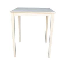 36 Square Solid Wood Bar Height Table With Shaker Legs Unfinished International Concepts Adult Unisex Brown Bar Height Table Wood Bars Solid Wood Dining Table