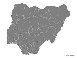 Grey Map Of Nigeria With States Free Vector Maps Map Of Nigeria Vector Free Map Vector