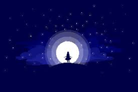 6 Moonchild By Xienne Pixel Art Landscape Monochromatic Artwork Pixel Art