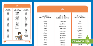 These tracing sheets can be used to practice spelling out easy english words. Sh Words List