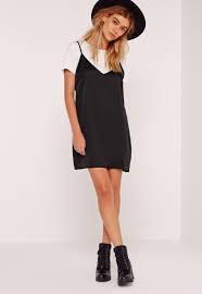 Missguided Petite T Shirt Insert Cami Dress Black Cami Dress Outfit Slip Dress Outfit Black Cami Dress