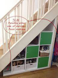 Style and design for space under stair may vary, in general it will depend on the overall home design, but it does not change the essence of idea. Expedit Under Stairs Storage Ikea Hackers
