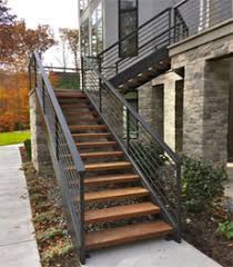 Two floor with steel stairs,baluster and walkway. Outdoor Galvanized Steel Structure External Antiseptic Wood Treads Stairs