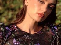 LONG SLEEVE BLACK EMBELLISHED BALL GOWN BY ANDREA & LEO COUTURE STYLE MA107 