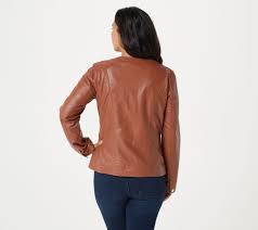 Isaac Mizrahi Live Leather Jacket With Floral Printed Lining Qvc Com