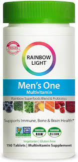Amazon Com Rainbow Light Men S One Multivitamin For Men With Vitamin C Vitamin D Zinc For Immune Support Clinically Proven Absorption Of 6 Key Nutrients Non Gmo Vegetarian Gluten Free 150 Tablets