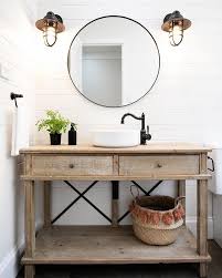 I Wanted Something Slightly More Raw Rustic For This Farmhouse Bathroom Vanity Bathroom Wall Tile Design Creative Bathroom Design Farmhouse Bathroom Vanity