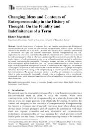 Pdf Changing Ideas And Contours Of Entrepreneurship In The History Of Thought On The Fluidity And Indefiniteness Of A Term