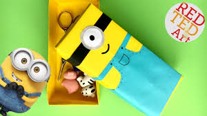Cut out a white circle with paper and glue it inside the bottle cap. Minion Paper Box Craft Red Ted Art Make Crafting With Kids Easy Fun