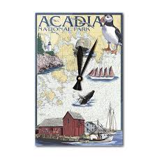 Acadia National Park Maine Nautical Chart Lantern Press Artwork Acrylic Wall Clock