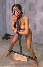 Skinny naked Asian girl Kelana gets tortured on a metal bondage device -  Pichunter