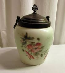 Check spelling or type a new query. Victorian Biscuit Jar Handpainted Opal Glass Wavecrest Mt Etsy Biscuit Jar Antique Cookie Jars Cookie Jars Vintage