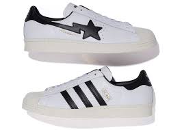 Quick shout out to the adidas superstar shoes for continuing to be a champion of breaking barriers for 50 years. Adidas Superstar 80s Bape White Black Sneaker
