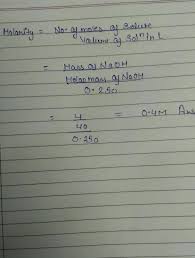 Liters of solution = 750 ml x (1 l/1000 ml) liters of solution = 0.75 l. Molarity Of Naoh In A Solution Prepared By Dissolving 4 G Of Naoh In Enough Water To Form 250 Ml Of Brainly In