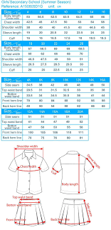 Secondary School Uniform Size Chart Schoolwear Sizing Guide