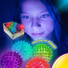 ライトアップスパイクラバーボール (パック) と収集可能な弾力ボール1個。  点滅ライトソフトカラフルクールボールセラピーボール2.5インチ|アイテム#695 12 Pack 987