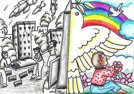 Save God S Creation From Nuclear War Artist Vantika A Location Noida India Age 9 Peace Will Save Peace Drawing Poster On Peace How To Make Drawing