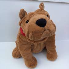 Dan Dee Plush Shar Pei Bull Dog Puppy 11 Light Brown Stuffed Animal Red Collar Dandee Bulldog Puppies Dogs And Puppies Puppies
