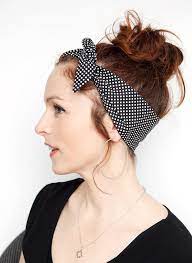 Black Polka Dot Headband Dolly Bow Rockabilly Black And White Etsy Scarf Hairstyles Retro Hairstyles Vintage Hairstyles