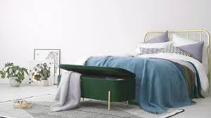 Asare Opbergbank Vintageblauw Fluweel En Messing In 2020 Opbergbank Interieur Messing