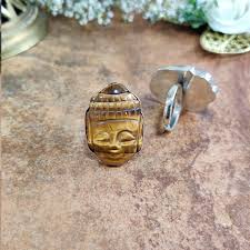Buddha Stones Natural Amber Flower Square Support Full Diamond Confidence Ring