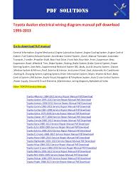 Volvo truck workshop manual free download. Toyota Avalon Electrical Wiring Diagram Manual Pdf Download 1995 2013
