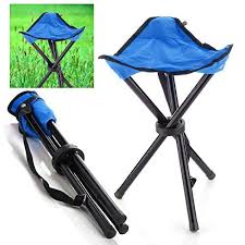Camping Folding Stool Blue Portable 3 Legs Chair Tripod Seat For Outdoor Hiking Fishing Picnic Travel Bea Camping Stool Folding Camping Chairs Camping Chairs