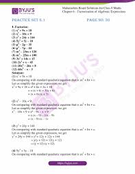 These textbook solutions help students in exams as well as their daily homework routine. Msbshse Solutions For Class 8 Maths Part 1 Chapter 6 Factorisation Of Algebraic Expressions Avail For Free