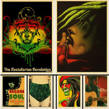 المشارك ريترو بوب مارلي الريغي المشارك الحنين القديم الحفاظ على الهدوء والدخان الاعشاب المشارك بار حانة غرفة نوم الجدار ملصق الزخرفية الرسم والخط Naoko